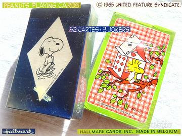 SNOOPY Vintage 1980 2 Mazzi Carte da Gioco NUOVI