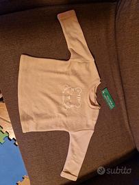 Felpa benetton 9 mesi NUOVA Rosa chiaro