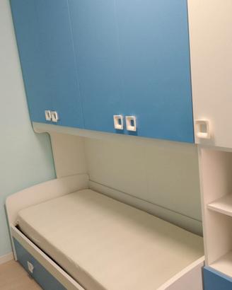 Cameretta a ponte + scrivania + sedia + materasso