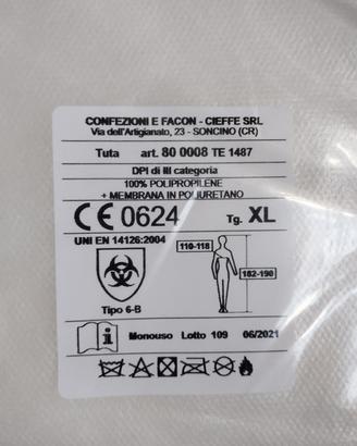 70 Tute Protettive DPI Cat III(45 Tg.L + 25 Tg.XL)