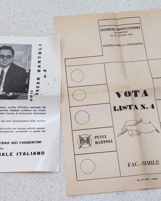 Materiale Elettorale Vintage Firenze 1966 
