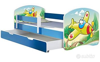 Lettino per bambini con motivo colorato e cassetto