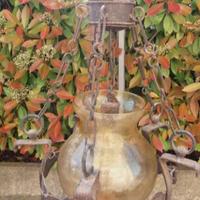 LAMPADARIO VINTAGE IN FERRO BATTUTO 