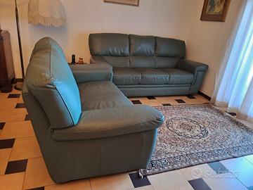 Coppia divani in pelle Chateau d'Ax verde bisco