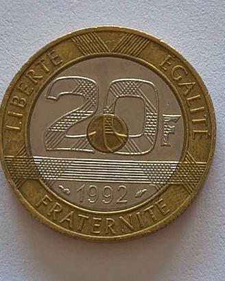 Moneta 20 Franchi 1992 Mont-Saint-Michel.