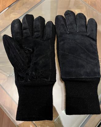 Guanti Invernali in Maglia e Suede – Nero