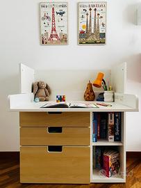 IKEA STUVA fasciatoio/scrivania bianco e betulla