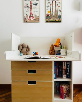 IKEA STUVA fasciatoio/scrivania bianco e betulla