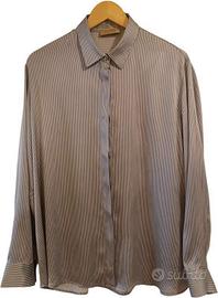 Camicia da donna in seta rigata grigio. Falconeri