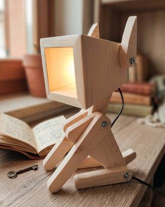 Lampada Artigianale in Legno - Cagnolino Snodabile