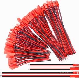60 Connettori JST 2 Pin 22AWG con Cavo 10/15 cm