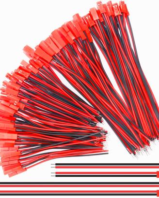 60 Connettori JST 2 Pin 22AWG con Cavo 10/15 cm