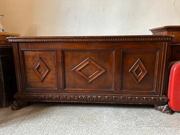 Cassapanca baule in massello noce