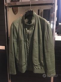 Giubbotto vera pelle da uomo verde salvia cerniera