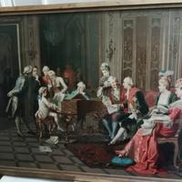 Rara e antica oleografia su tela-mozart da bambino