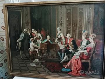 Rara e antica oleografia su tela-mozart da bambino