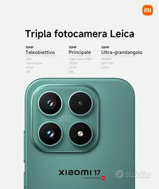 Smartphone Xiaomi 17 5G 12/512GB Green NUOVISSIMO!