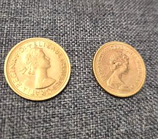 2 Sterline Elisabetta II 22k: 1966 e 1974