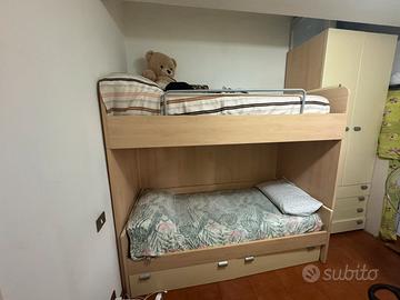 Letto a castello effetto legno