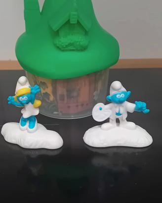 Lotto I Puffi - Casetta Fungo + 2 Personaggi