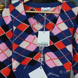 GANNI cardigan intarsia cropped xs