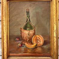 Paolo Cavalieri - Olio su masonite - Fiasco vino
