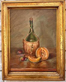 Paolo Cavalieri - Olio su masonite - Fiasco vino