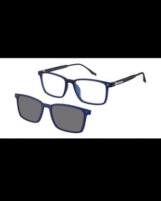Blue Polarized Clip-On Sunglasses & Clear Glasses 