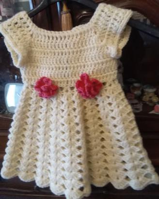Abito bimba 9 12mesi all. Uncinetto in lana