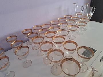 bicchieri in cristallo e oro 