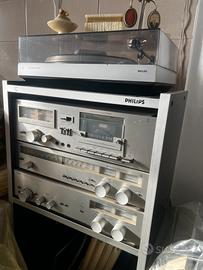 Stereo vintage philips con goradischi e due casse