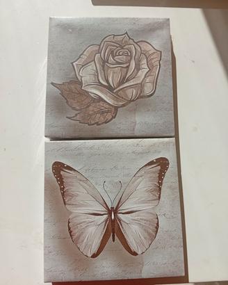 dipinti rosa e farfalla vintage