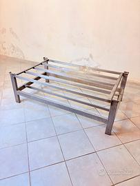 Struttura supporto con 2 ripiani in acciaio inox