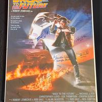 Poster Ritorno al futuro autografato J.Fox e Cast