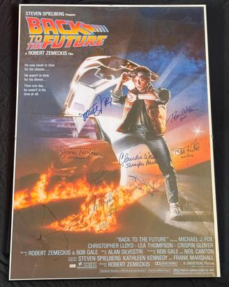 Poster Ritorno al futuro autografato J.Fox e Cast