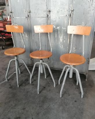 tris sgabelli girevoli vintage Epoca  industrial 