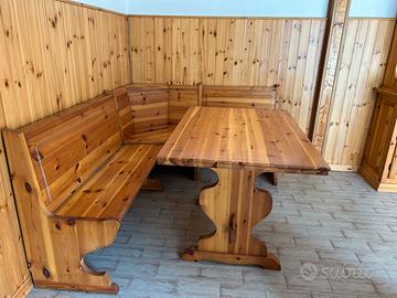 Tavolo + panca a L taverna abete massiccio