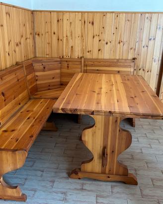 Tavolo + panca a L taverna abete massiccio