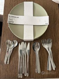4 piatti piani + posate Ikea