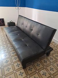 Divano-letto ecopelle nero