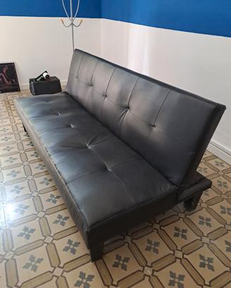 Divano-letto ecopelle nero