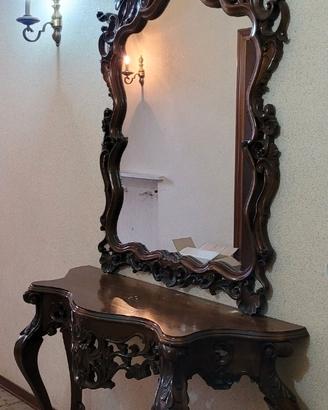 mobile d'ingresso con specchio in arte povera