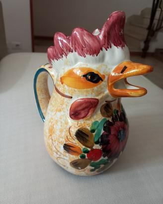 Brocca a forma di gallo ceramica Deruta 