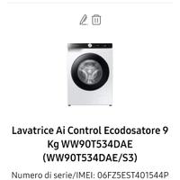 SAMSUNG lavatrice Ai Control ecodosatore 9