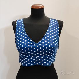 Top a pois effetto jeans Zara nuovo