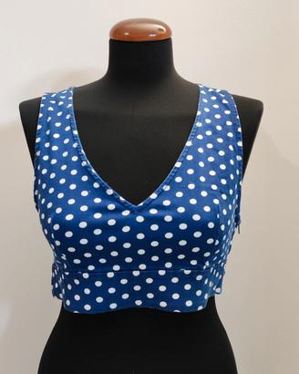Top a pois effetto jeans Zara nuovo