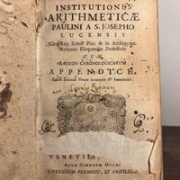 Libro Antico Institutiones Arithmeticae, 1769 ca