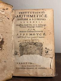 Libro Antico Institutiones Arithmeticae, 1769 ca
