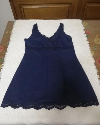 Sottoveste Vintage Anni 80 Blu Navy Pizzo Taglia 2