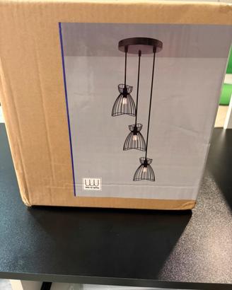 Lampadario a Sospensione 3 Luci -  Nero Metallo N